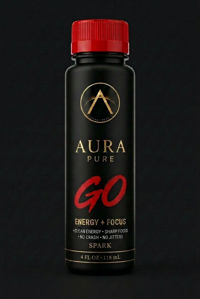 AURA PURE GO — Bottle Render (v4, SPARK)