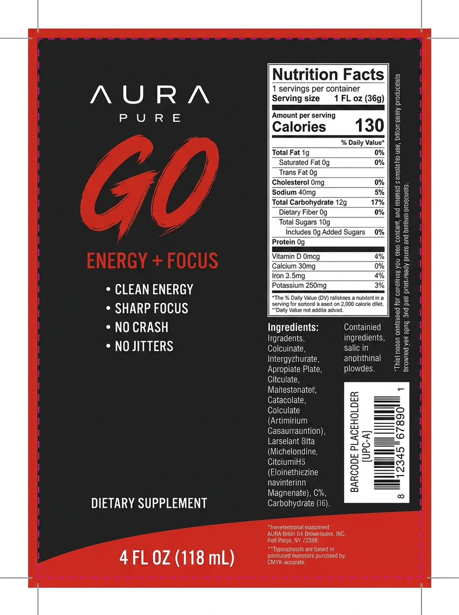 AURA PURE GO — Print Label Dieline