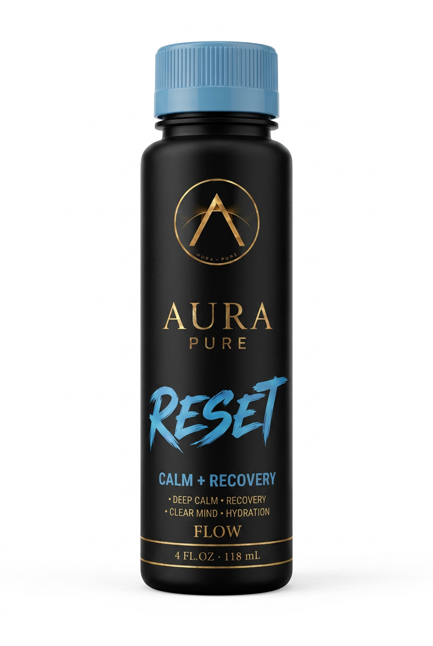 AURA PURE RESET — Bottle Render (v3, FLOW)